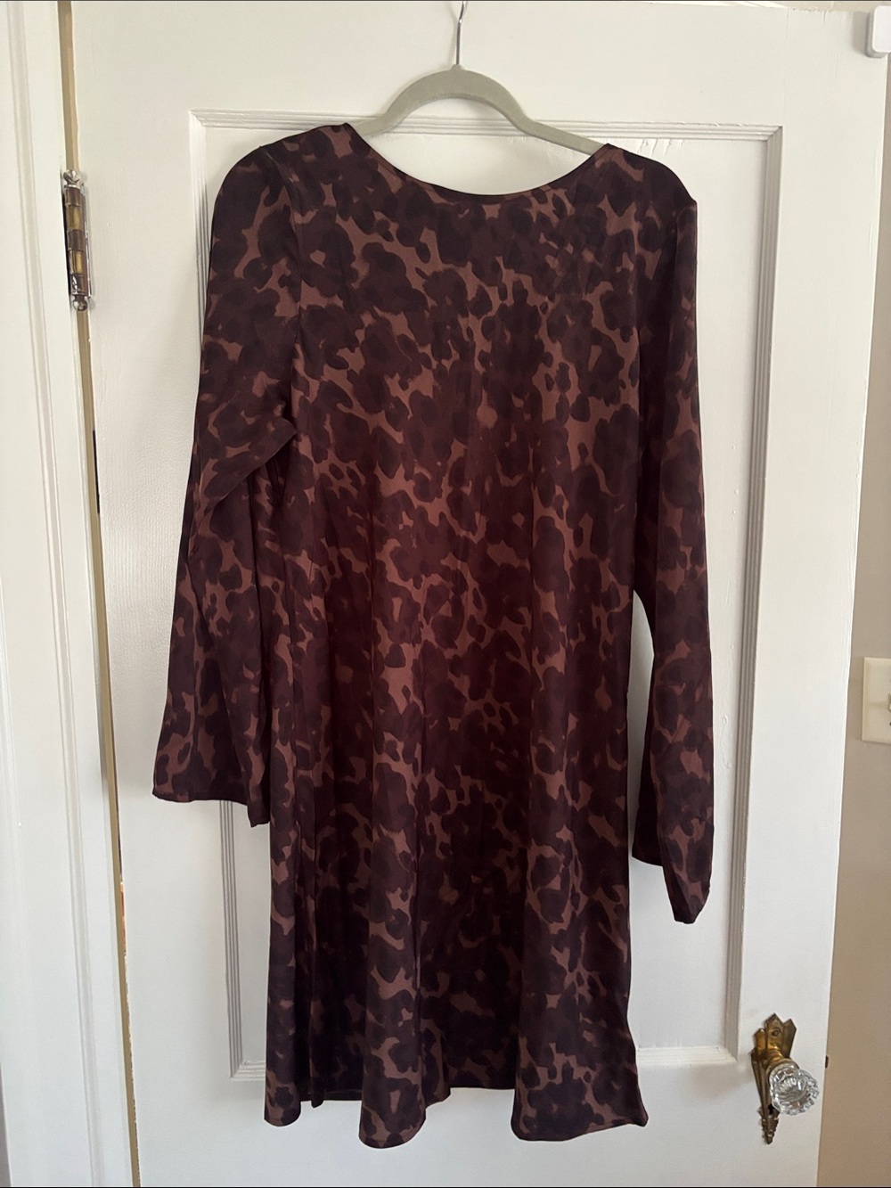 GAP Brown Leopard-Print Long Sleeve Shift Dress